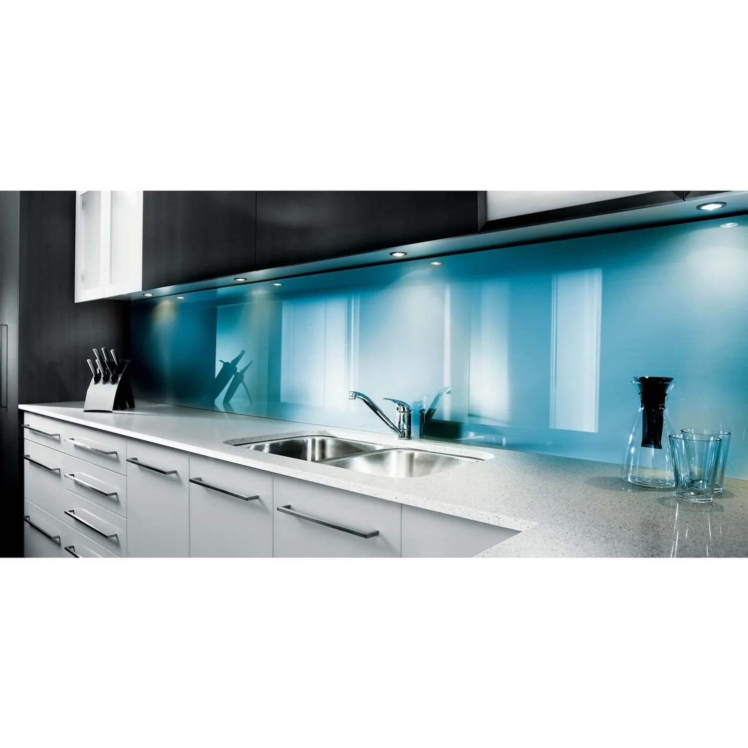 Zenolite Acrylic Kitchen Splashback Panel - 2070 X 500mm - Blue Atoll 2 Zenolite Acrylic Kitchen Splashback Panel - 2070 X 500mm - Blue Atoll - Image 2