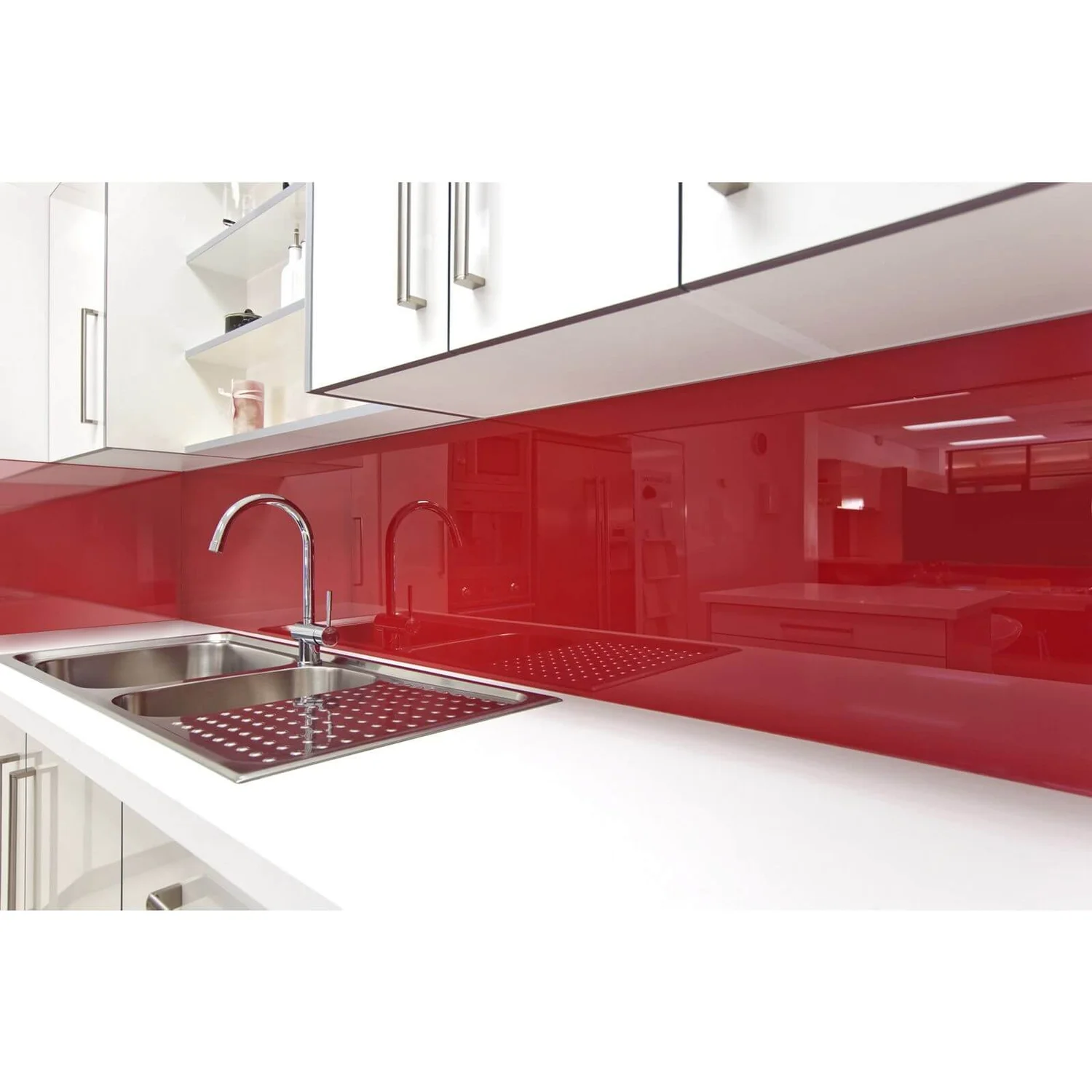 Zenolite Acrylic Kitchen Splashback Panel - 2070 X 500mm - Red 2 Zenolite Acrylic Kitchen Splashback Panel - 2070 X 500mm - Red - Image 2