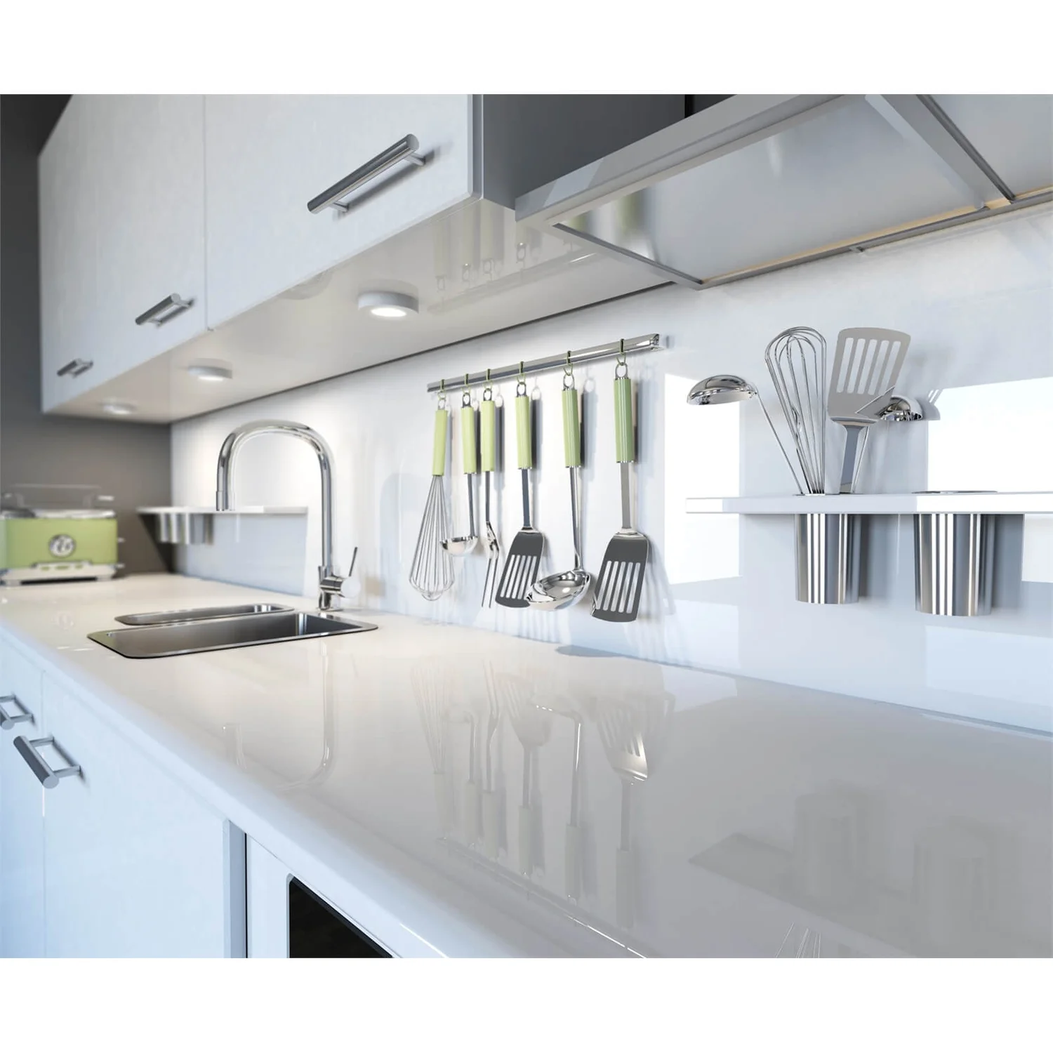 Alusplash Reversible Splashback - 900 X 800mm - Ice White & Ocean Wave 1 Alusplash Reversible Splashback - 900 X 800mm - Ice White & Ocean Wave