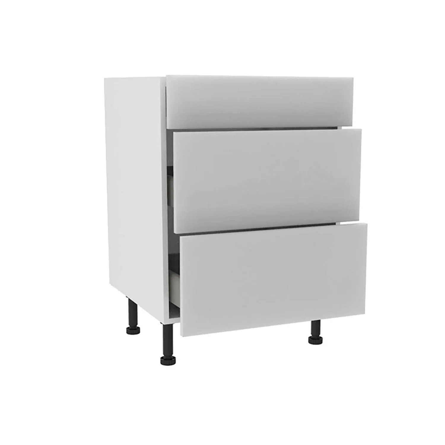 High Gloss Slab White 600mm 3 Drawer Premium Unit 2 High Gloss Slab White 600mm 3 Drawer Premium Unit - Image 2