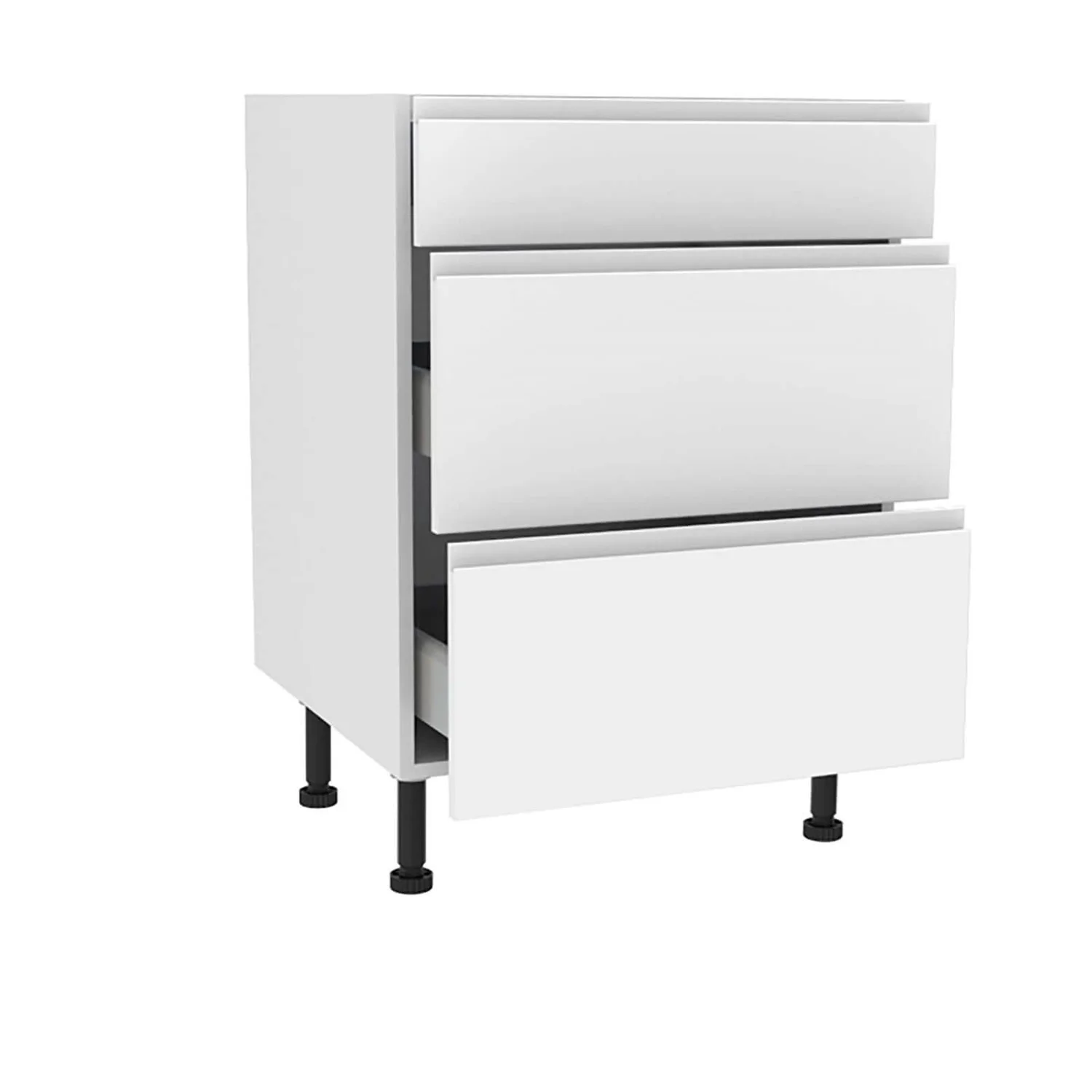 Handleless White Gloss 600mm 3 Drawer Premium Unit 2 Handleless White Gloss 600mm 3 Drawer Premium Unit - Image 2