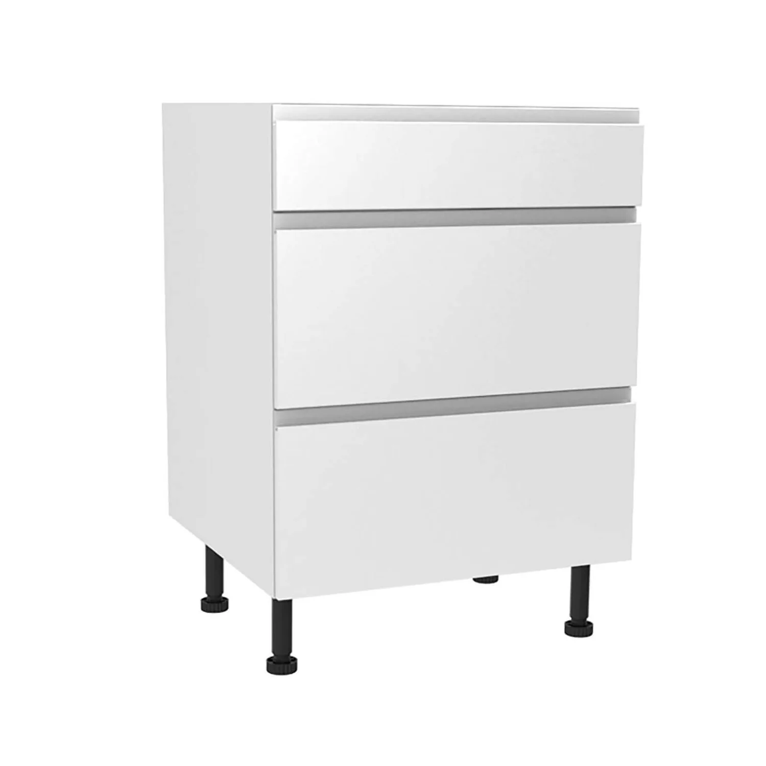 Handleless White Gloss 600mm 3 Drawer Premium Unit 1 Handleless White Gloss 600mm 3 Drawer Premium Unit