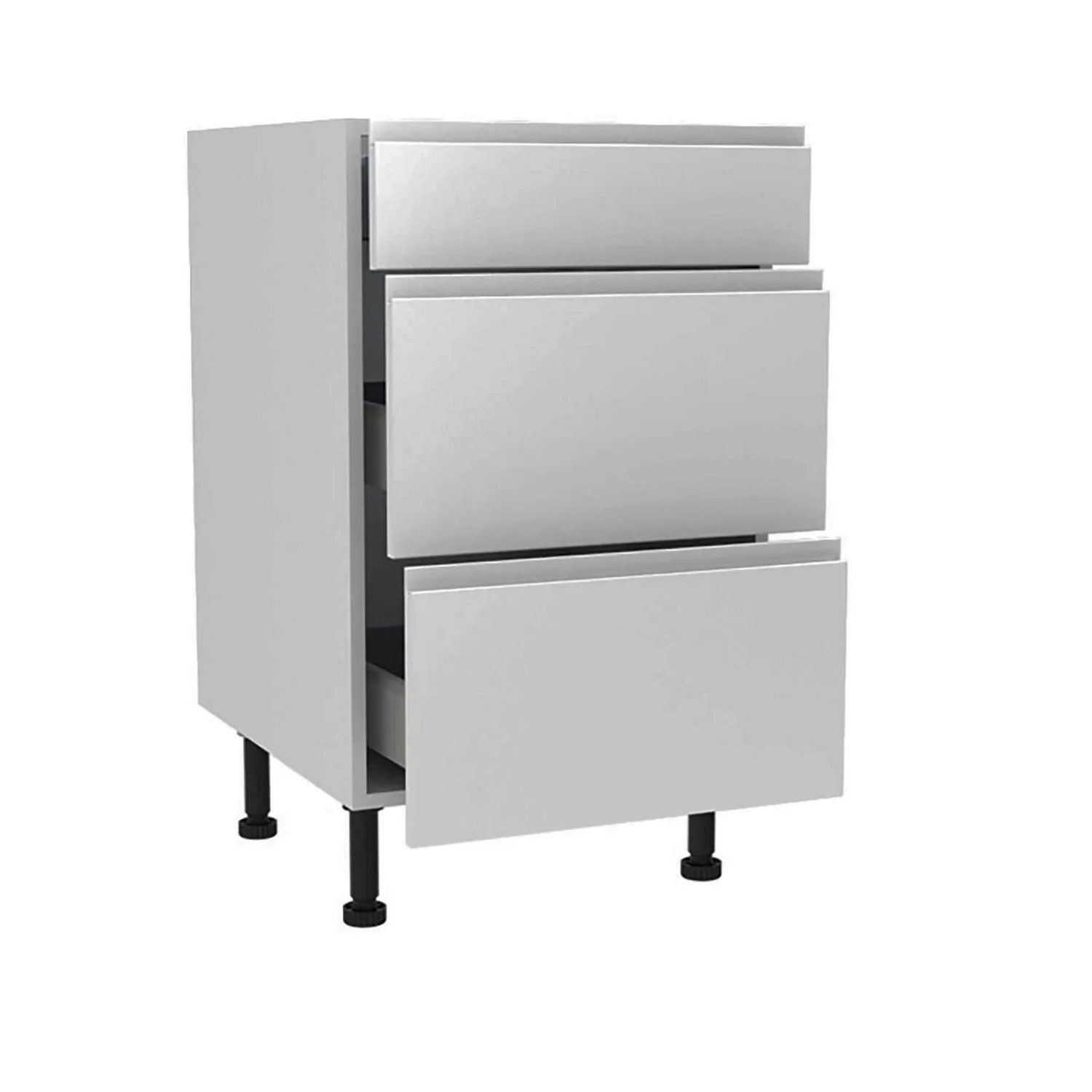 Handleless Grey Gloss 500mm 3 Drawer Premium Unit 2 Handleless Grey Gloss 500mm 3 Drawer Premium Unit - Image 2
