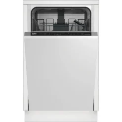 Beko DIS16R10 Fully Integrated Slimline Dishwasher - Silver Control Panel With Fixed Door Fixing Kit