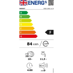 Indesit DSIE2B10UKN Fully Integrated Slimline Dishwasher - White Control Panel -Hoove Kitchen Shop 13481859 1494914606967350