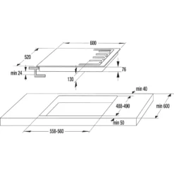 Hisense GM663XB 60cm Gas Hob - Stainless Steel -Hoove Kitchen Shop 13481876 2984914603170835