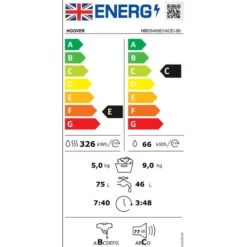 Hoover H-WASH&DRY 300 LITE HBDS495D1ACE Integrated 9Kg / 5Kg Washer Dryer With 1400 Rpm - White -Hoove Kitchen Shop 13481907 1804914606264639