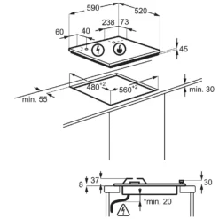 AEG HKB64450NB 59cm Gas Hob - Black -Hoove Kitchen Shop 13898775 9974971360818826