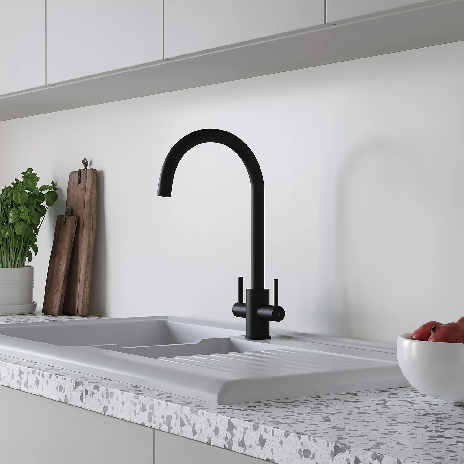 Leonie Twin Lever Tap - Matt Black 2 Leonie Twin Lever Tap - Matt Black - Image 2
