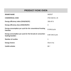 Indesit Aria IFW6340BL Built In Electric Single Oven - Black -Hoove Kitchen Shop 13950680 1674985910069159