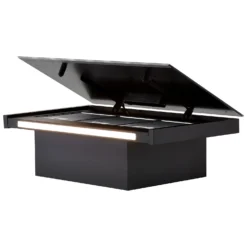 Elica PLAT-BLK-80 80 Cm Chimney Cooker Hood - Black Glass - For Ducted/Recirculating Ventilation -Hoove Kitchen Shop 13950715 1384985910894987