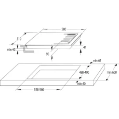 Hisense GM642XSUK 58cm Gas Hob - Stainless Steel -Hoove Kitchen Shop 14200027 1345011750493340
