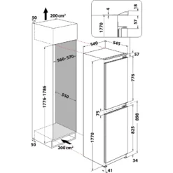 Hotpoint HMCB50501UK Integrated 50/50 Fridge Freezer With Sliding Door Fixing Kit - White -Hoove Kitchen Shop 14200041 7745011772470254