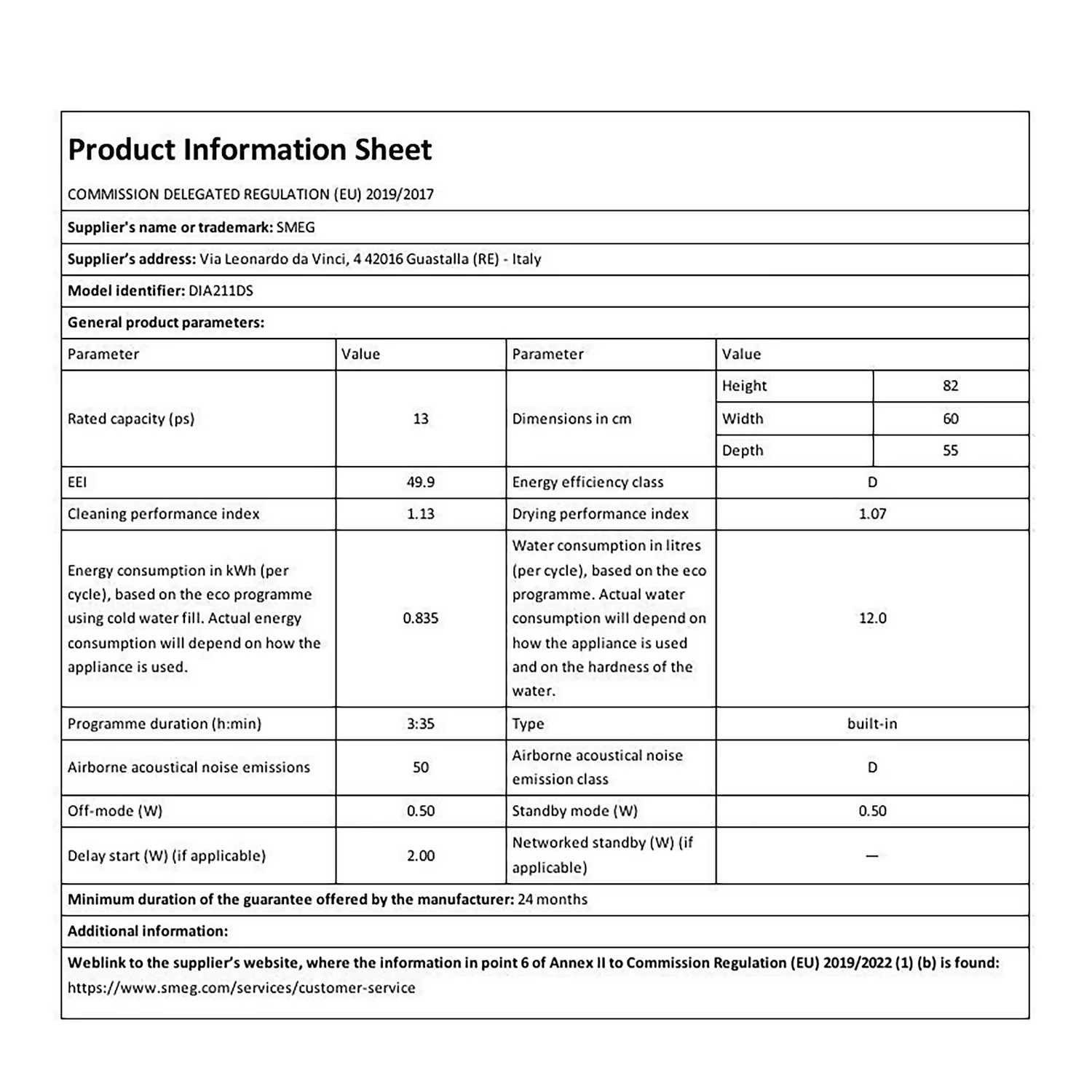 Smeg DIA211DS Fully Integrated Standard Dishwasher - Black Control Panel With Fixed Door Fixing Kit 9 Smeg DIA211DS Fully Integrated Standard Dishwasher - Black Control Panel With Fixed Door Fixing Kit - Image 9