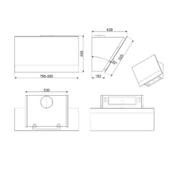 Smeg KV26N 60cm Angled Chimney Cooker Hood - Black Glass -Hoove Kitchen Shop 14200076 1665011777692843