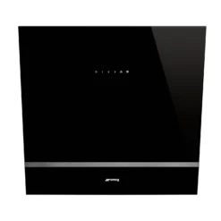 Smeg KV26N 60cm Angled Chimney Cooker Hood - Black Glass -Hoove Kitchen Shop 14200076 2065011777559394