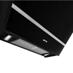 Smeg KV26N 60cm Angled Chimney Cooker Hood - Black Glass -Hoove Kitchen Shop 14200076 7345011777607634