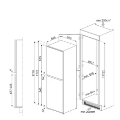 Smeg UKC8174NF Built In Fridge Freezer - White -Hoove Kitchen Shop 14200085 8795011772338776